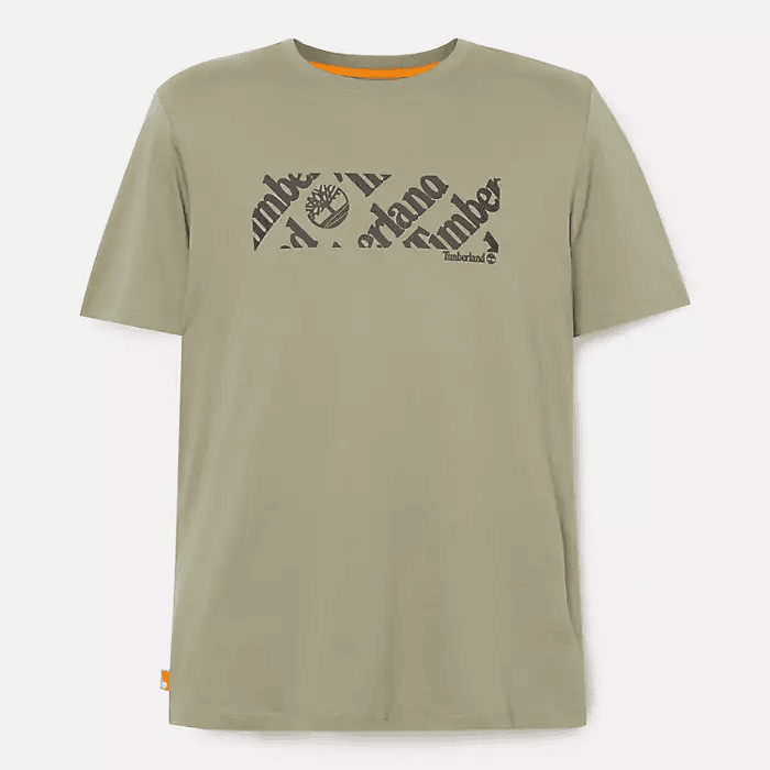 Timberland Men\'s Short Sleeve Linear Logo Print T-Shirt